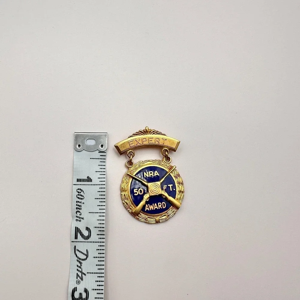 Vintage‎ 80s NRA Brooch Pin Badge National Rifle Association Blue Enamel Jewelry